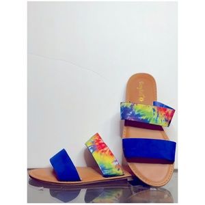 Blue tie dye sandals